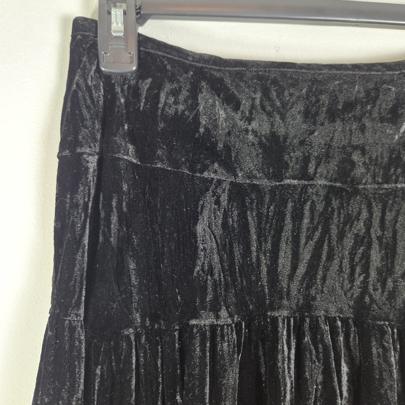 Apostrophe Elegant Black Crushed Velvet Whimsigoth Witchy Grunge A-Line Skirt - Picture 10 of 12